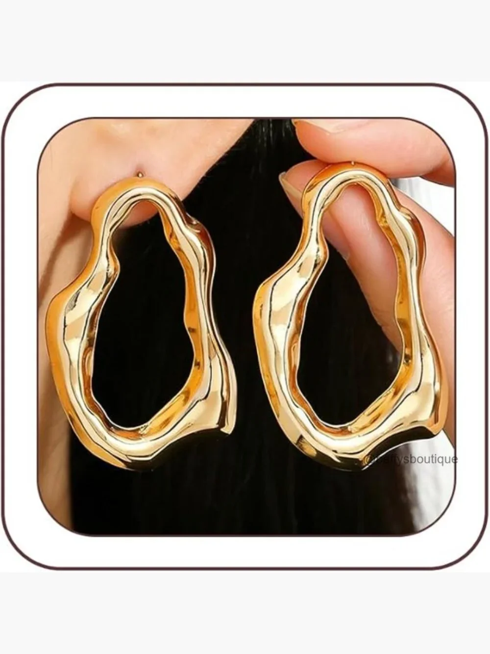 Large Geometric Pleated Hollow Dangling Earrings for Women Trendy Statement - Picture 1 of 7